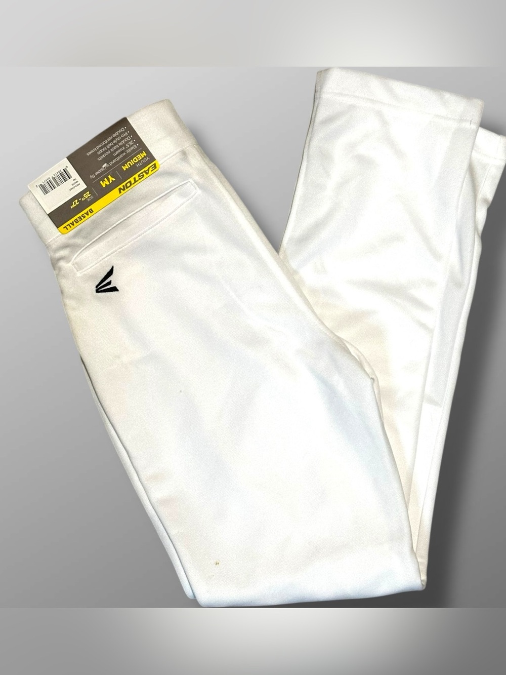 NWT Easton Pro+ Pull Up Youth Medium Baseball Pants White YM 25-27 Reinforced